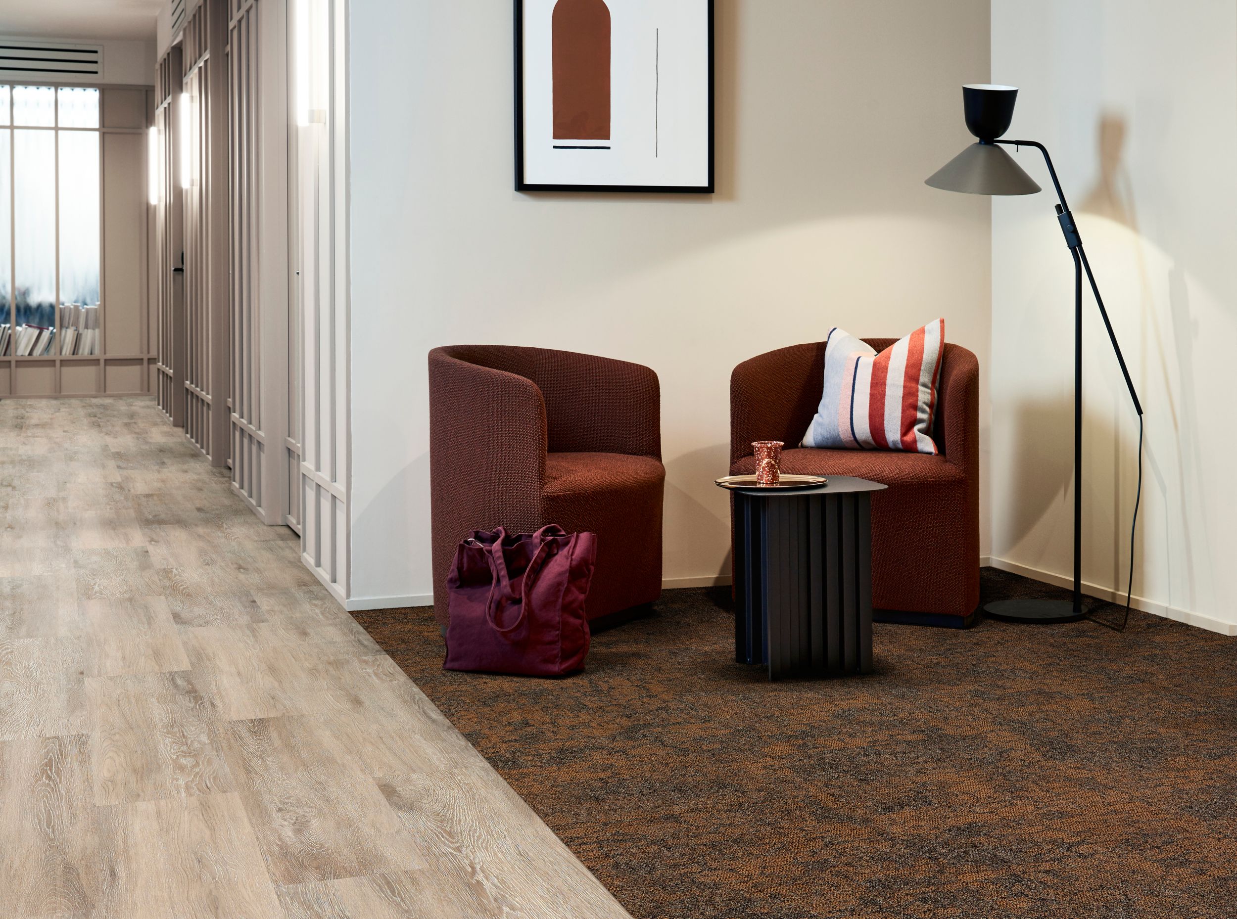 Carpet: Escarpment, Saltwater Cliff, LVT: Level Set, Antique Dark Oak, Ashlar image number 6